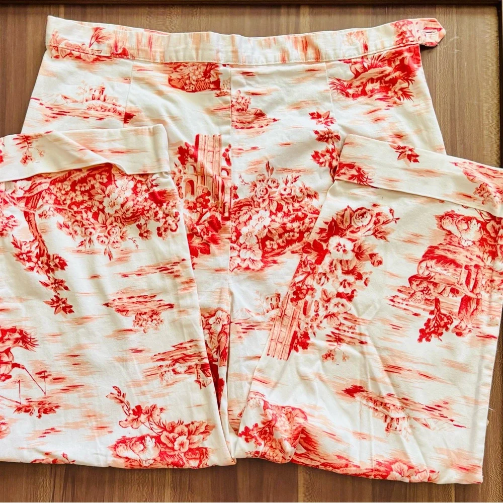 Vintage Bill Blass Sz 14 Chinoserie Patterned High Waist Cropped Pants - Picture 7 of 10